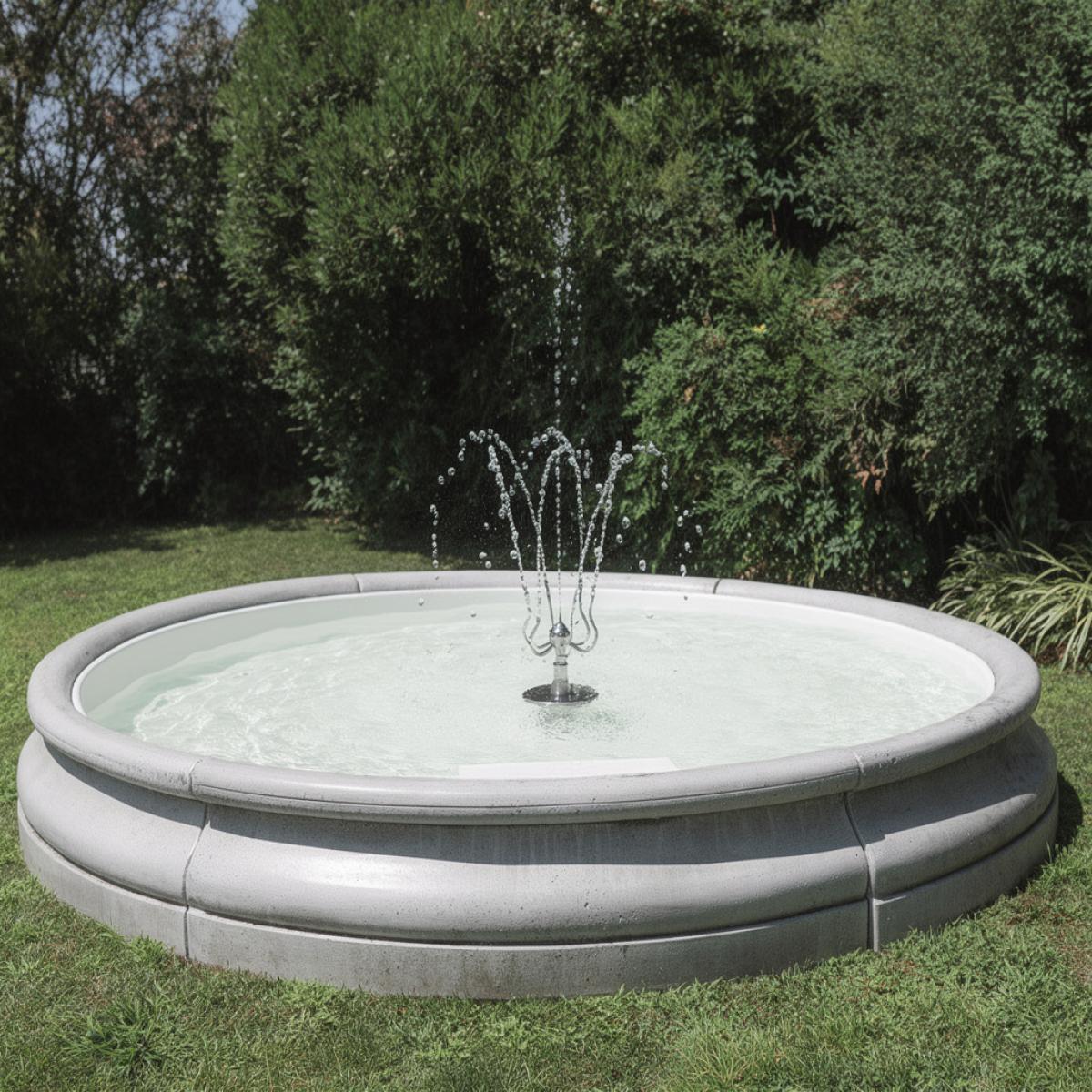 Luxury Circular Basin Baroque Fountain with Central Jet Water Display - Baroque Fountain Front View by Luxury Group International
