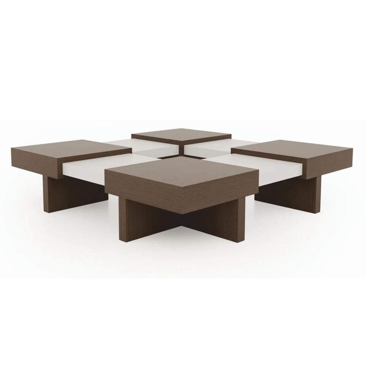 Table Basse de Luxe Marron / Blanc 100-140 cm - Table de Salon Extensible pour Maisons Modernes par Luxury Group International