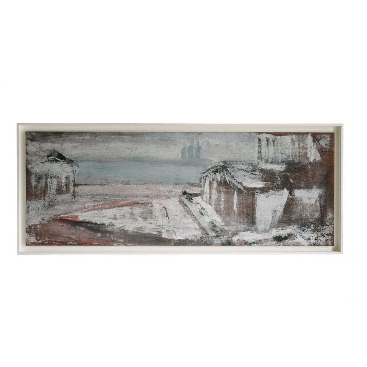 Luxus Abstrakte Küstendorf Wandkunst mit Strukturiertem Monochromem Landschaftsdesign von Luxury Group International