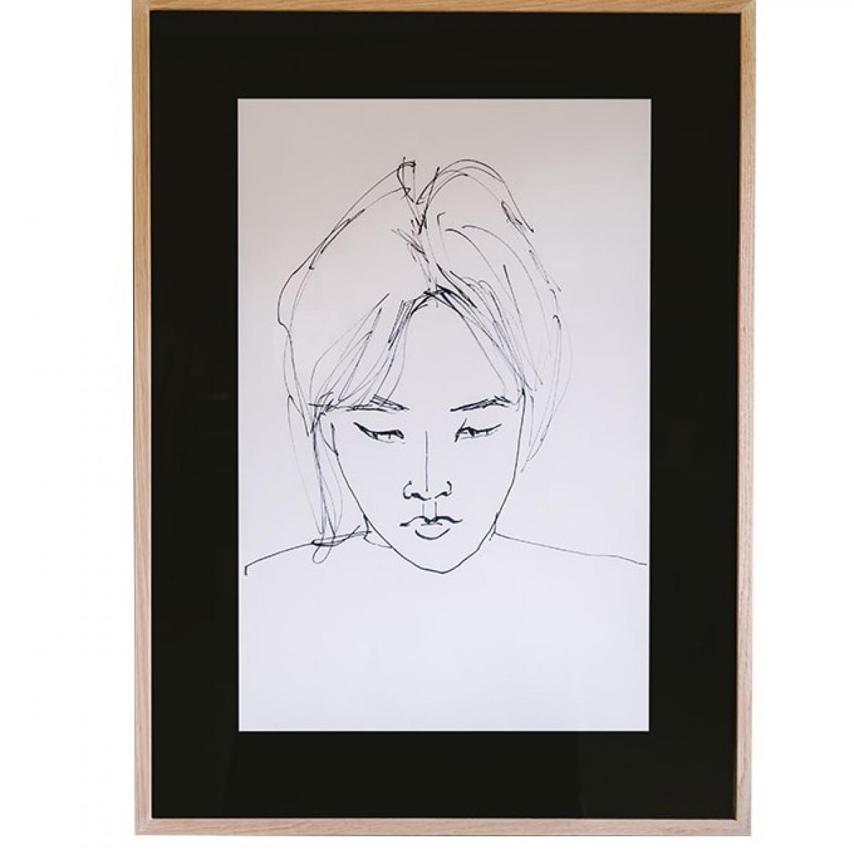 Luxus Zeitgenössische Gesichts-Skizzen-Wandkunst mit Minimalistischem Monochrom-Design von Luxury Group International