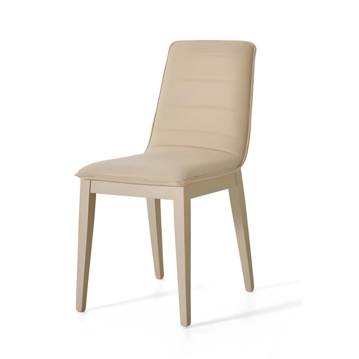 Luxury Contemporary Upholstered Dining Chair in Warm Beige with Tapered Wooden Legs by Luxury Group International