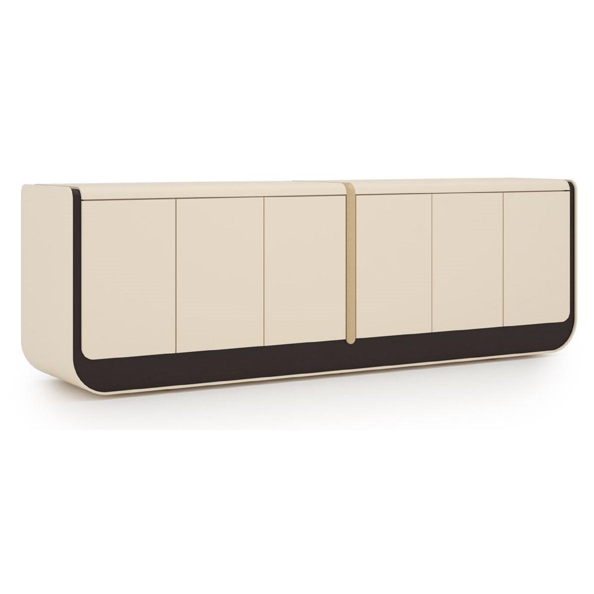 Buffet Élégant de Luxe en Bois Massif Crème et Beige avec 6 Portes - Meubles de Luxe par Luxury Group International