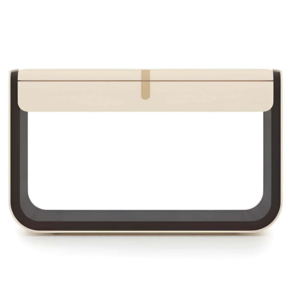 Console de luxe crème et noire avec languette centrale et panneau ouvert encadré par Luxury Group International