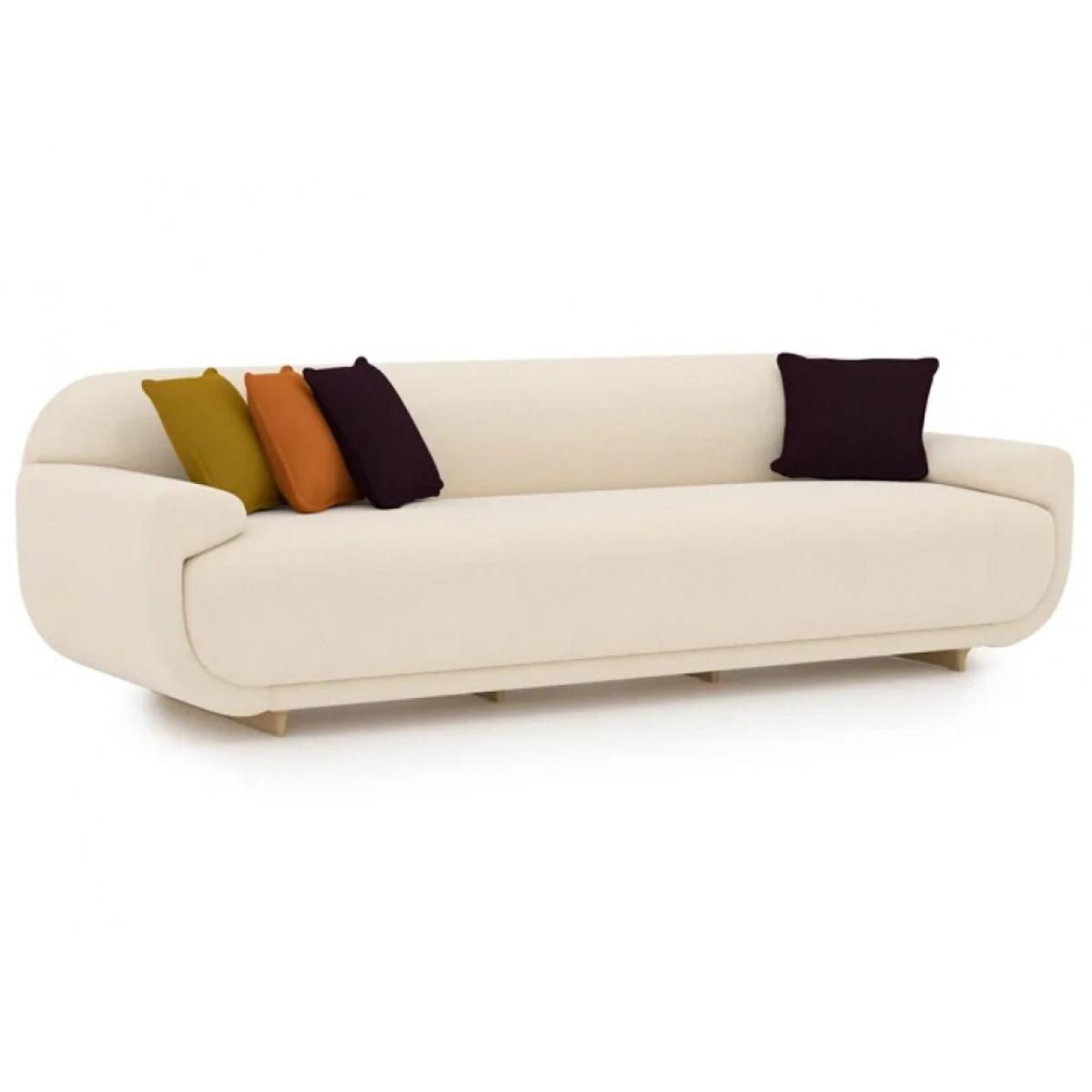 Luxury Cream Curved 3 Seater Designer Sofa - Luxury Sofa - Luxury Hotel Furniture Front View by Luxury Group International