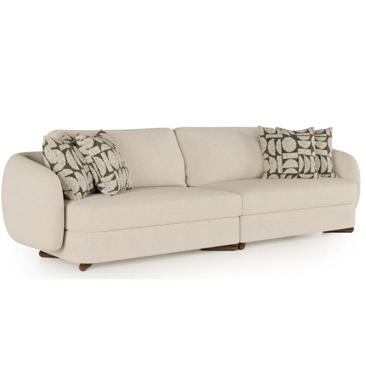 Luxury Cream Curved Sculpted Arms Modern Designer 3 Seater Sofa - Luxury Hotel Furniture by Luxury Group International