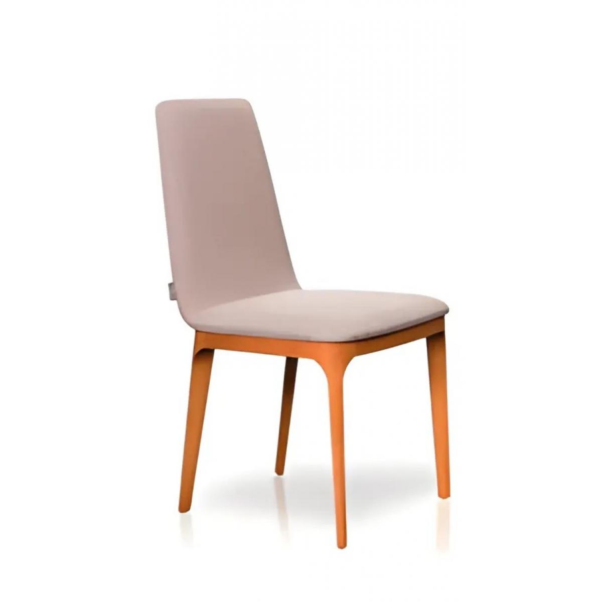 Luxury Cream Fabric Upholstered Armless Wooden Dining Chair Side View by Luxury Group International