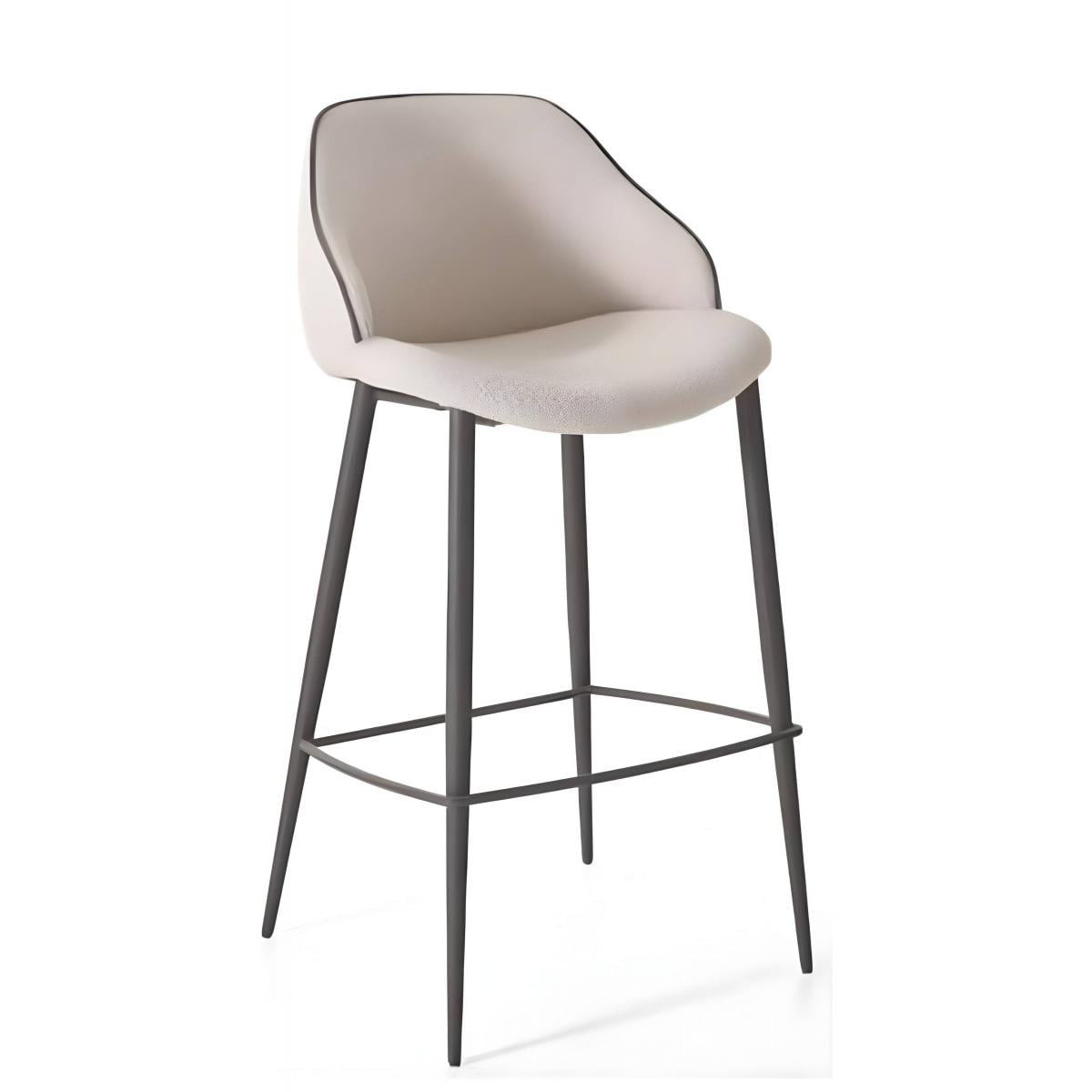 Luxuriöser Barhocker mit cremefarbenem Polster, Kontrastpaspel und schlankem Stahlgestell von Luxury Group International