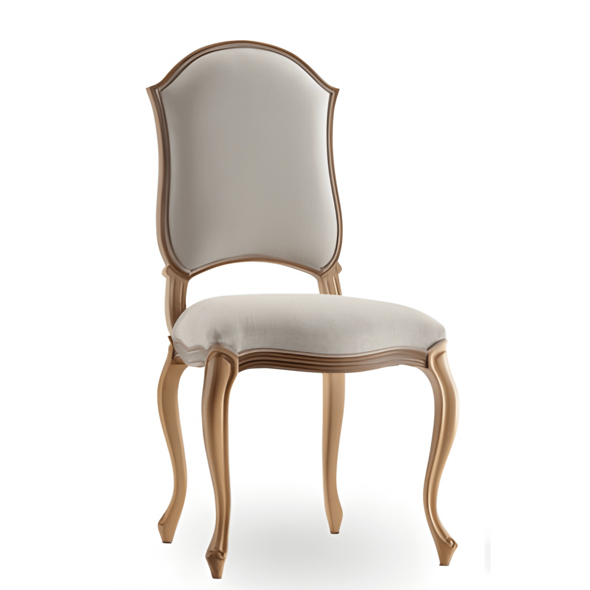 Luxury Cream Upholstered Dining Chair in Champagne Gold Frame with Cabriole Legs - Dining Room Furniture Front View by Luxury Group International