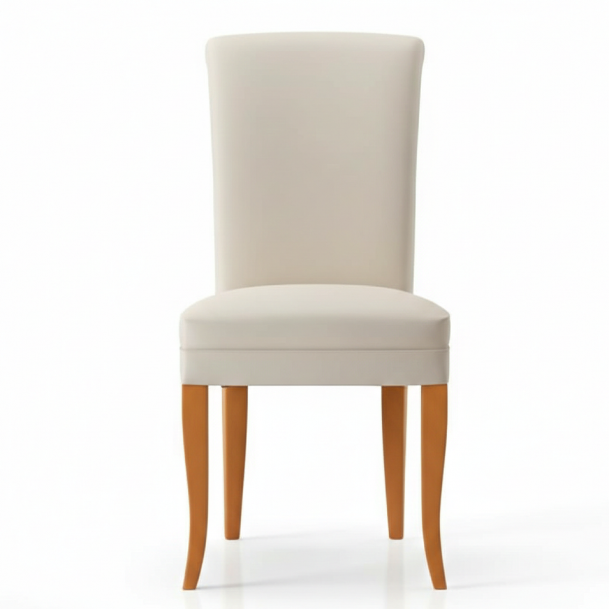 Luxuriöser cremefarbener gepolsterter Hochlehner-Esszimmerstuhl mit geschwungenen Holzbeinen von Luxury Group International