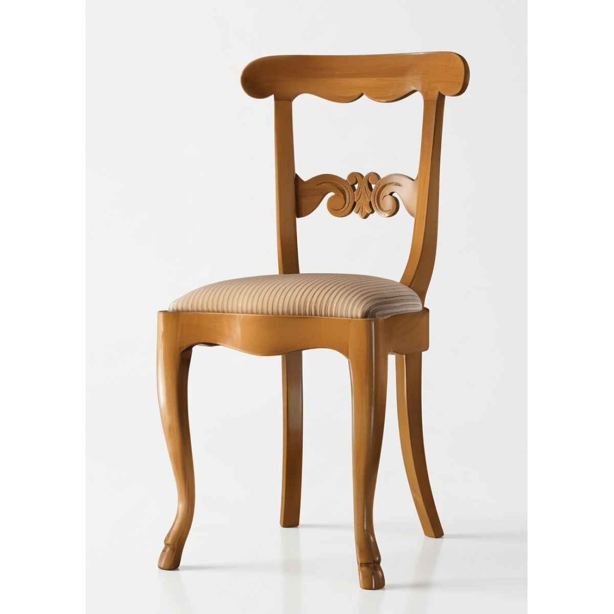 Luxury Cream Upholstered Wooden Dining Chair with Scroll Knot Backrest & Cabriole Legs - Dining Room Furniture Front View by Luxury Group International