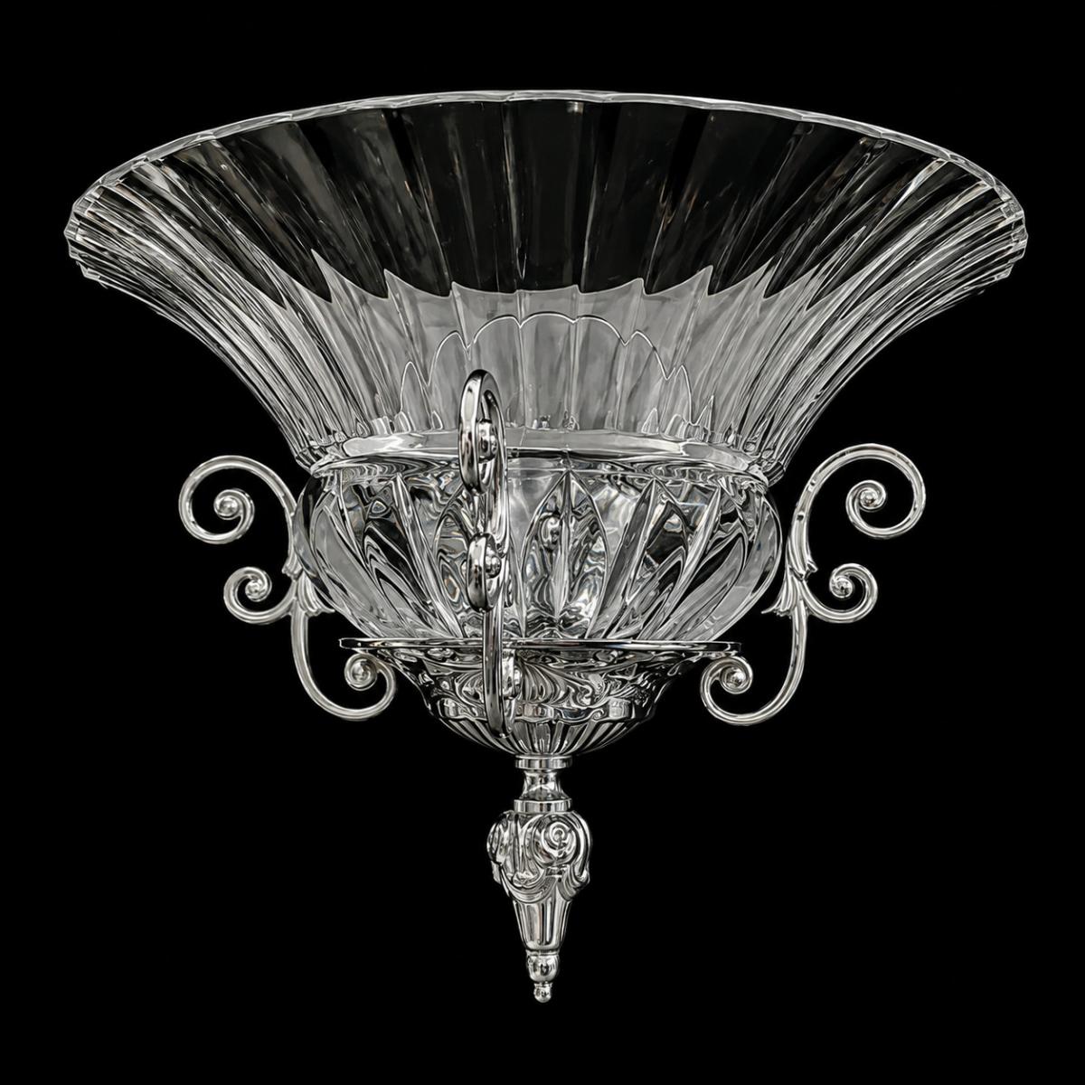 Luxury Bowl Wall Lamp in Chrome Silver with Clear Crystal Bowl by Luxury Group International