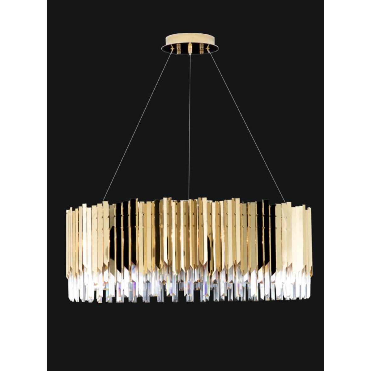 Luxury Crystal Glass Rod Round Chandelier in Gold – Modern Tiered Design by Luxury Group International