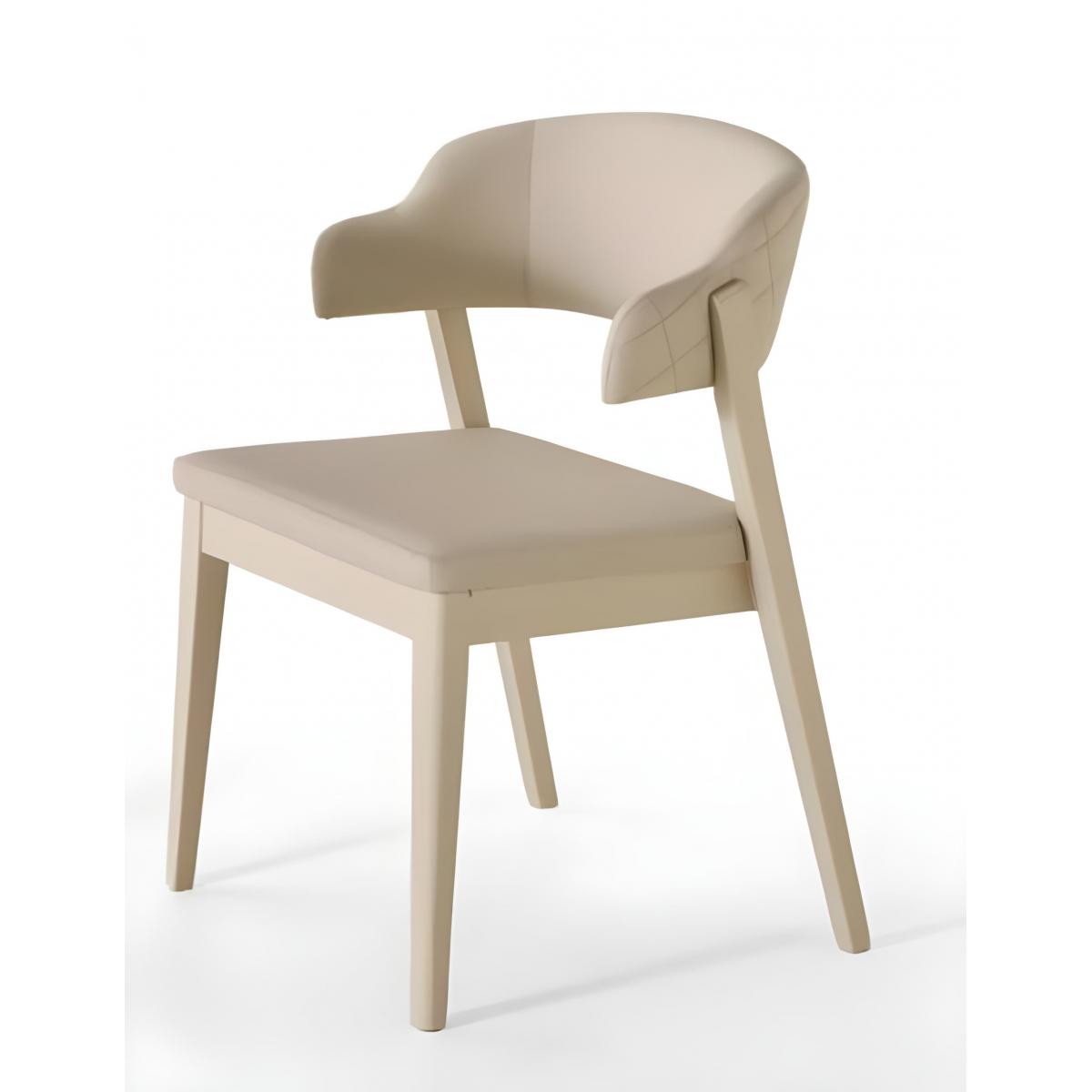 Luxury Curved Back Upholstered Dining Armchair in Warm Sand with Matching Wooden Frame by Luxury Group International