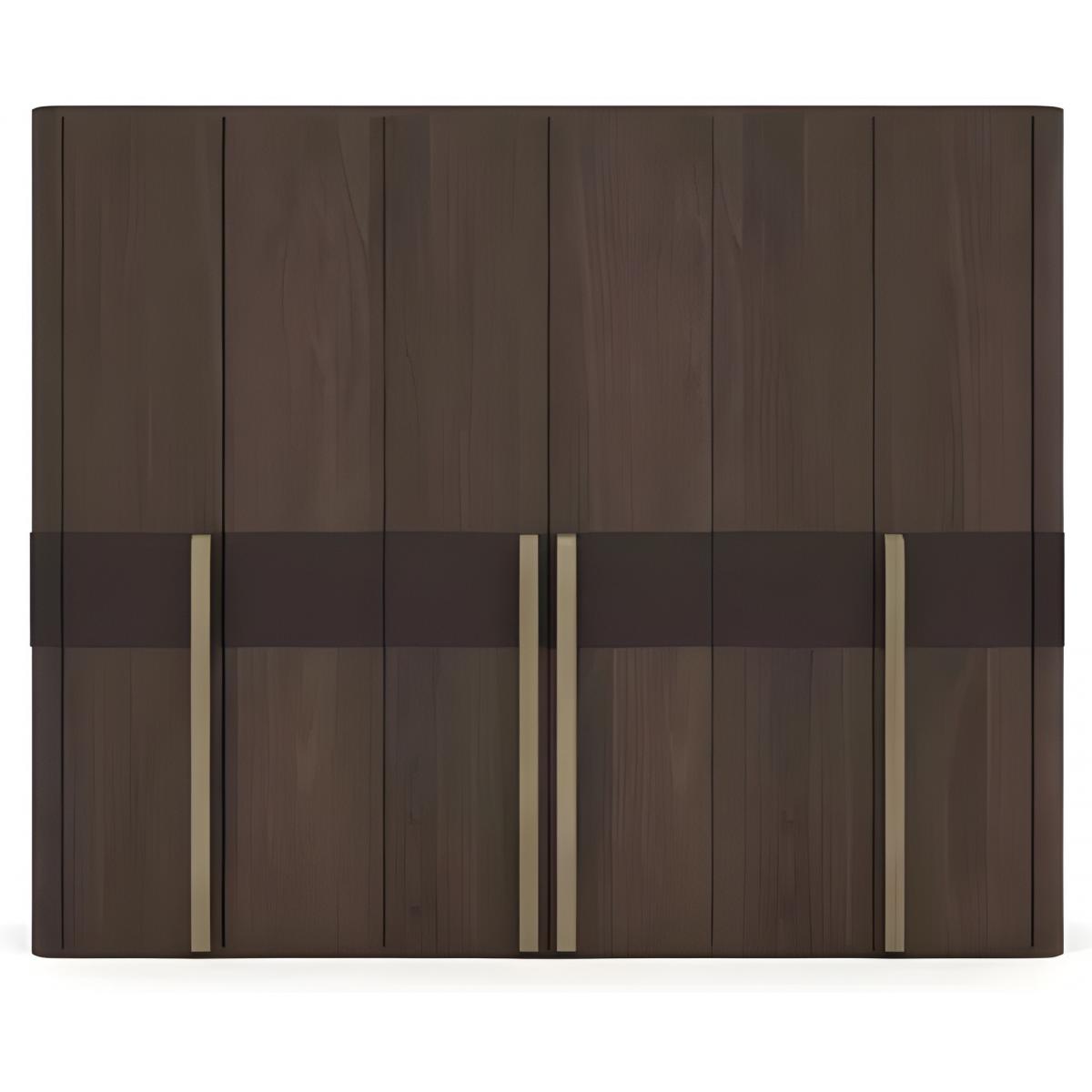 Luxus Schlafzimmer-Schrank in Dunkelbraun mit Messinggriffen für Elegante Aufbewahrung Vorderansicht von Luxury Group International