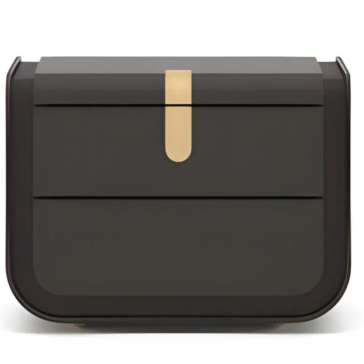 Luxury Dark Brown Curved Wooden Nightstand with Gold Accent Handle and Drawer by Luxury Group International