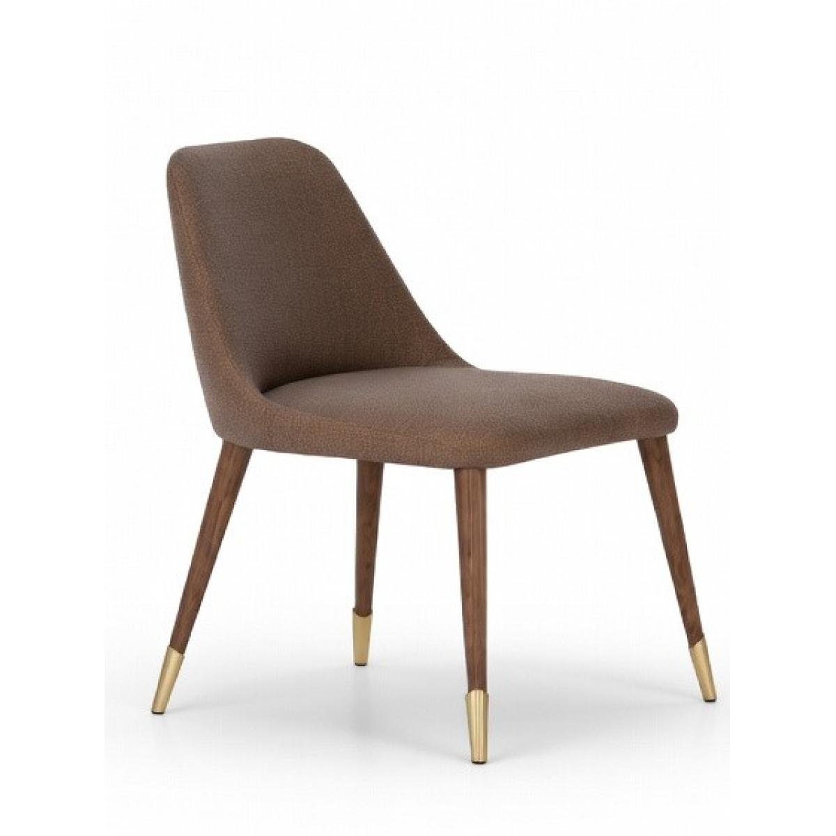 Luxury Dark Brown Modern Dining Chair with Upholstered Fabric Seat Side View by Luxury Group International
