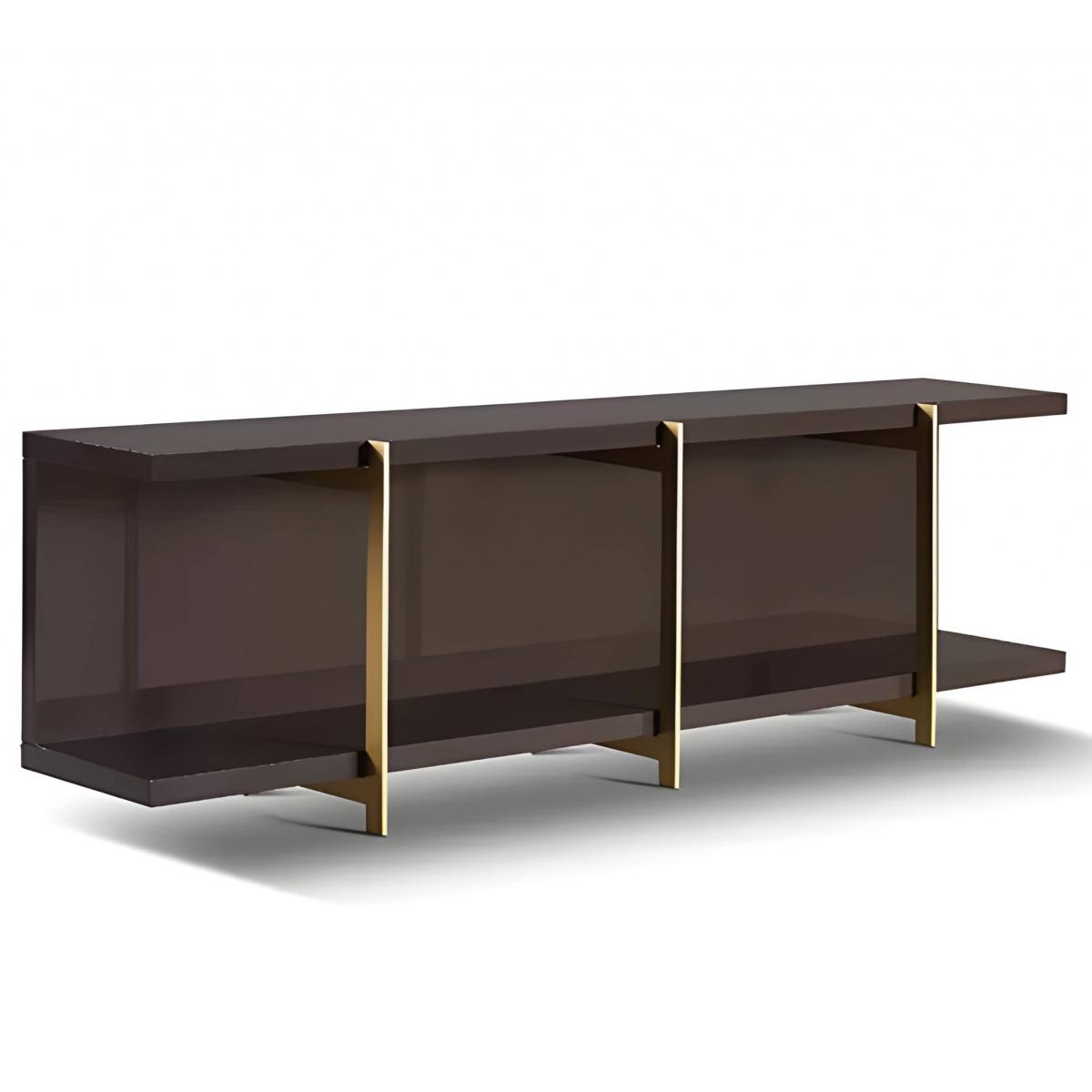 Console Classique de Luxe en Bois Massif Marron Foncé avec Détails en Laiton par Luxury Group International