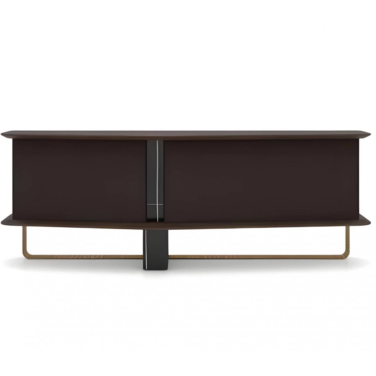 Luxury Dark Brown Wooden Sideboard with Curved Antique Brass Base - Luxury Sideboard by Luxury Group International