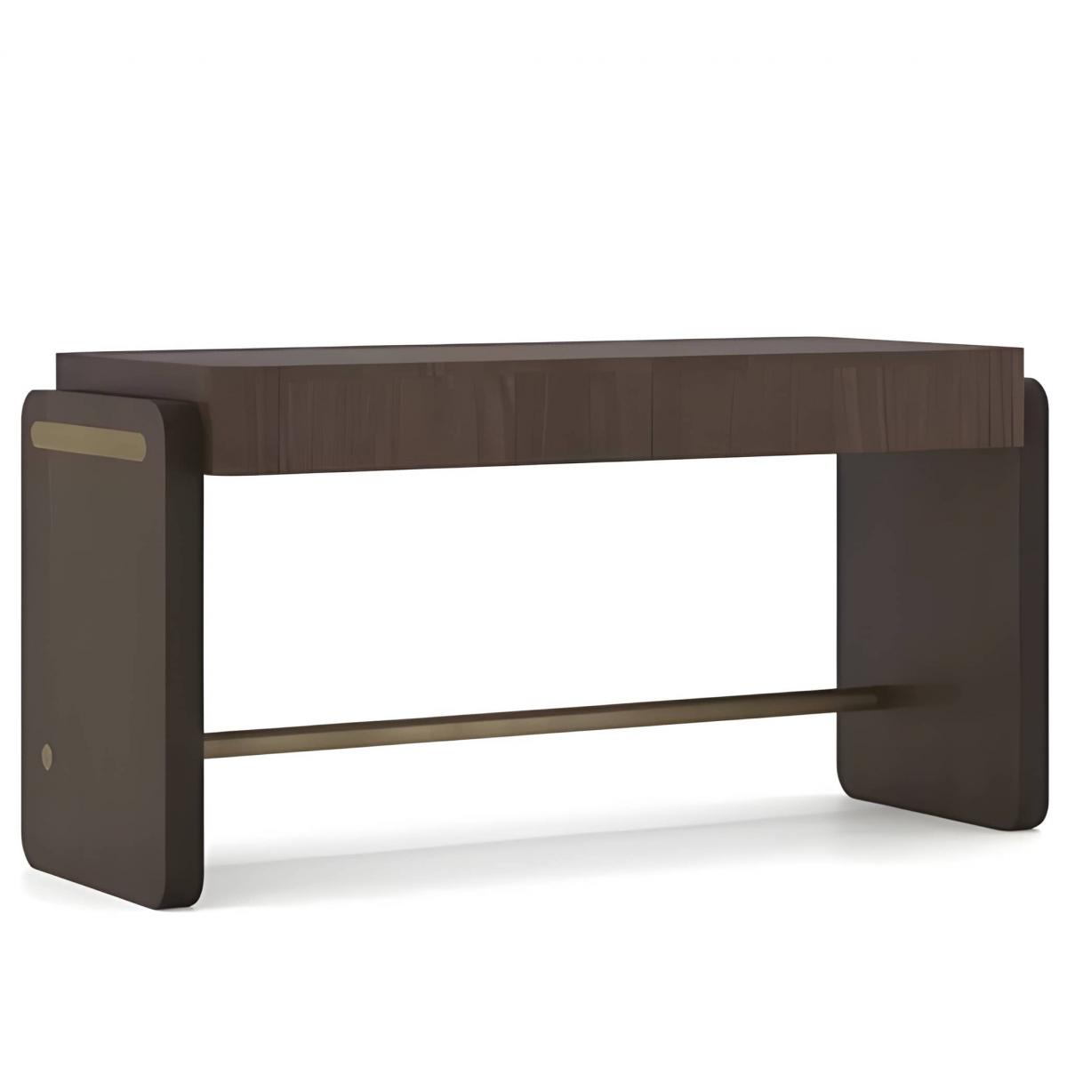 Bureau de travail en bois brun foncé de luxe avec plateau rectangulaire en bois mat par Luxury Group International