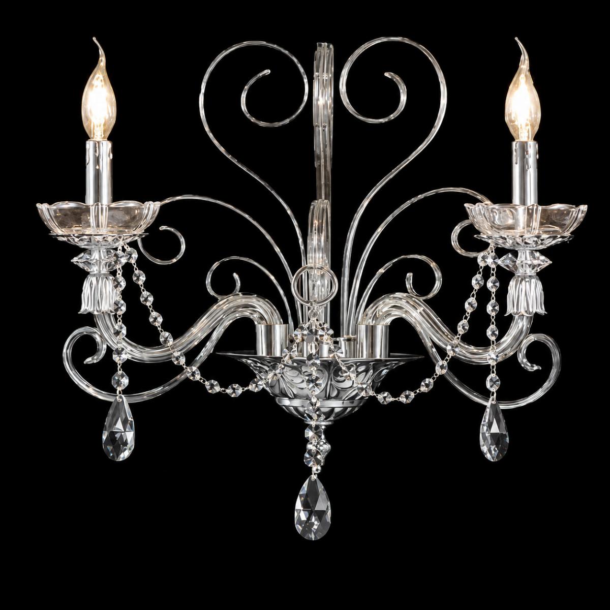 Luxury Double Arm Crystal Wall Lamp – Chrome Wall Sconce for Interiors by Luxury Group International