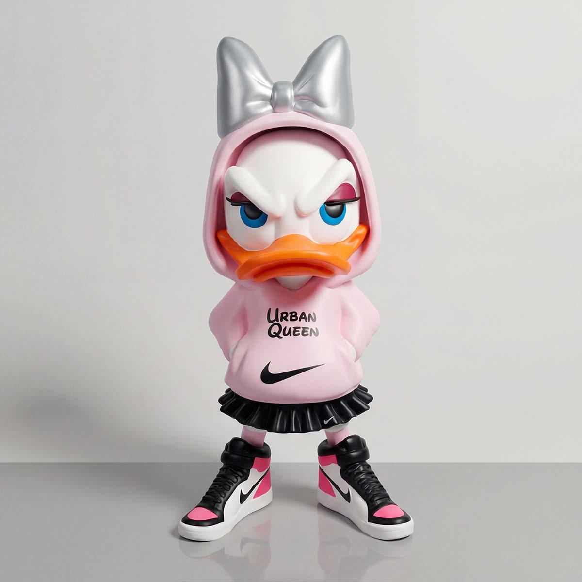 Luxury Duck Girl Sculpture with Urban Streetwear Aesthetic in Contemporary Modern Form - Modern Sculpture Front View by Luxury Group International