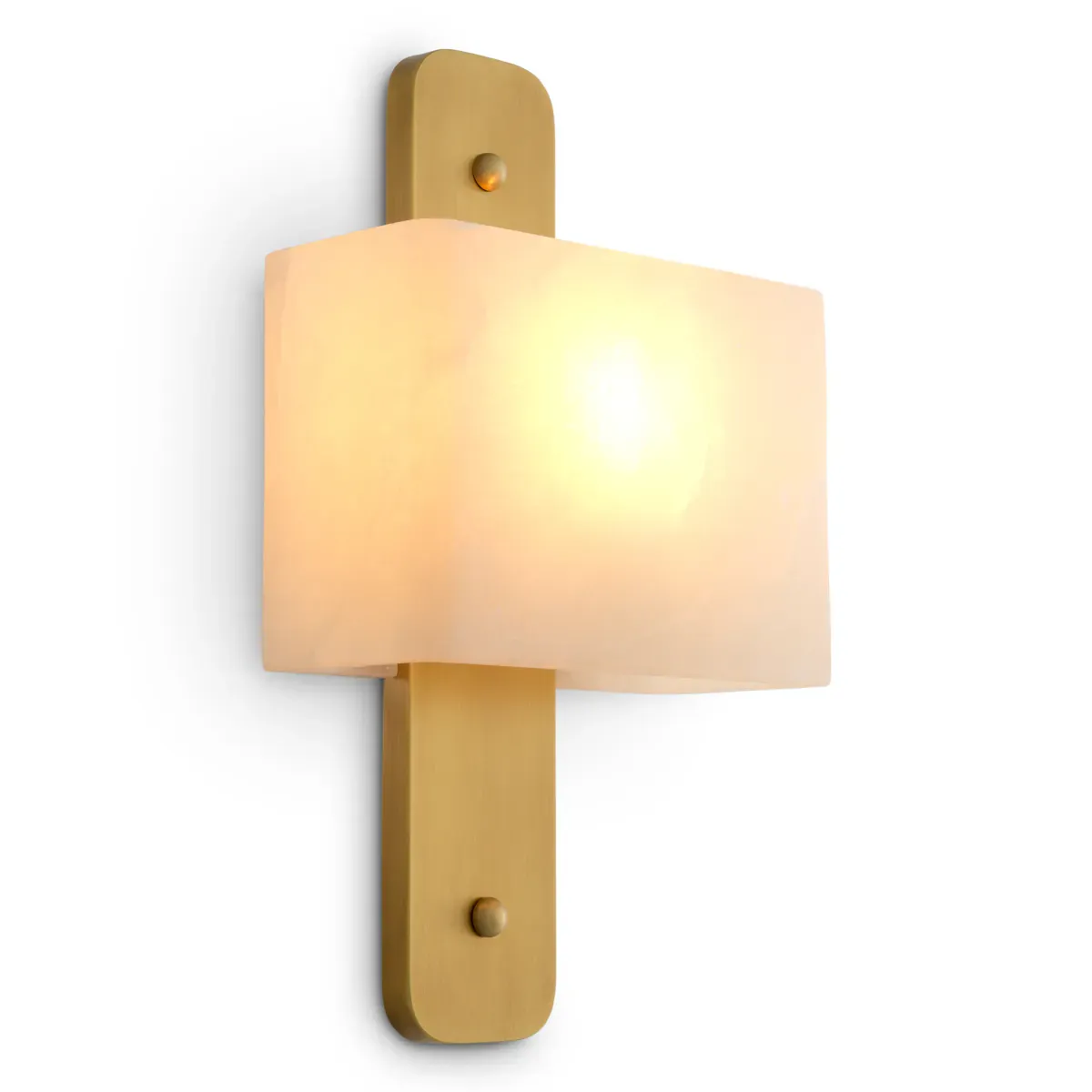 Luxury golden frame rectangular White alabaster wall lamp with antique brass finish by Luxury Group International