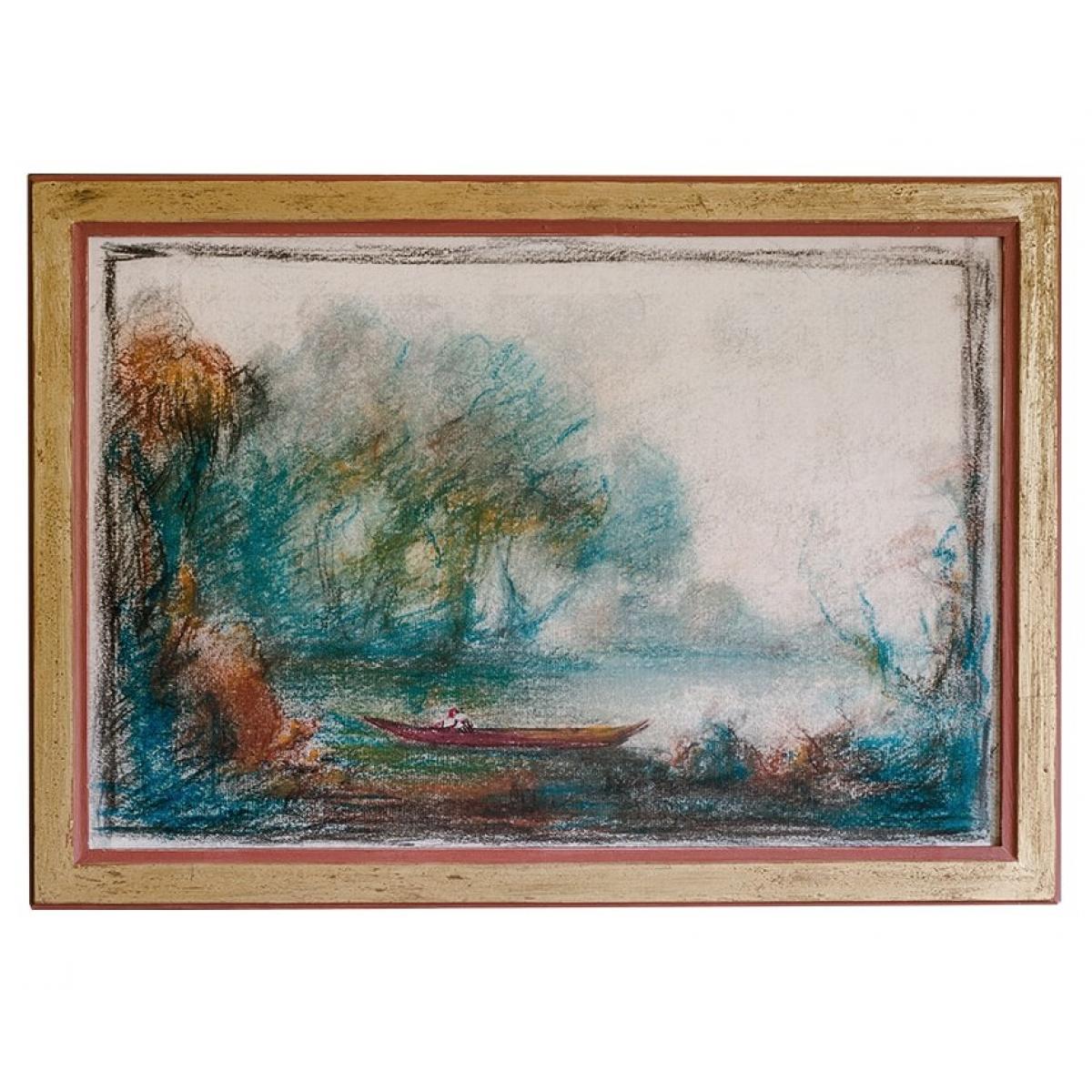 Luxus gerahmtes nebliges Flussufer-Landschaftsbild mit europäischer impressionistischer Eleganz von Luxury Group International