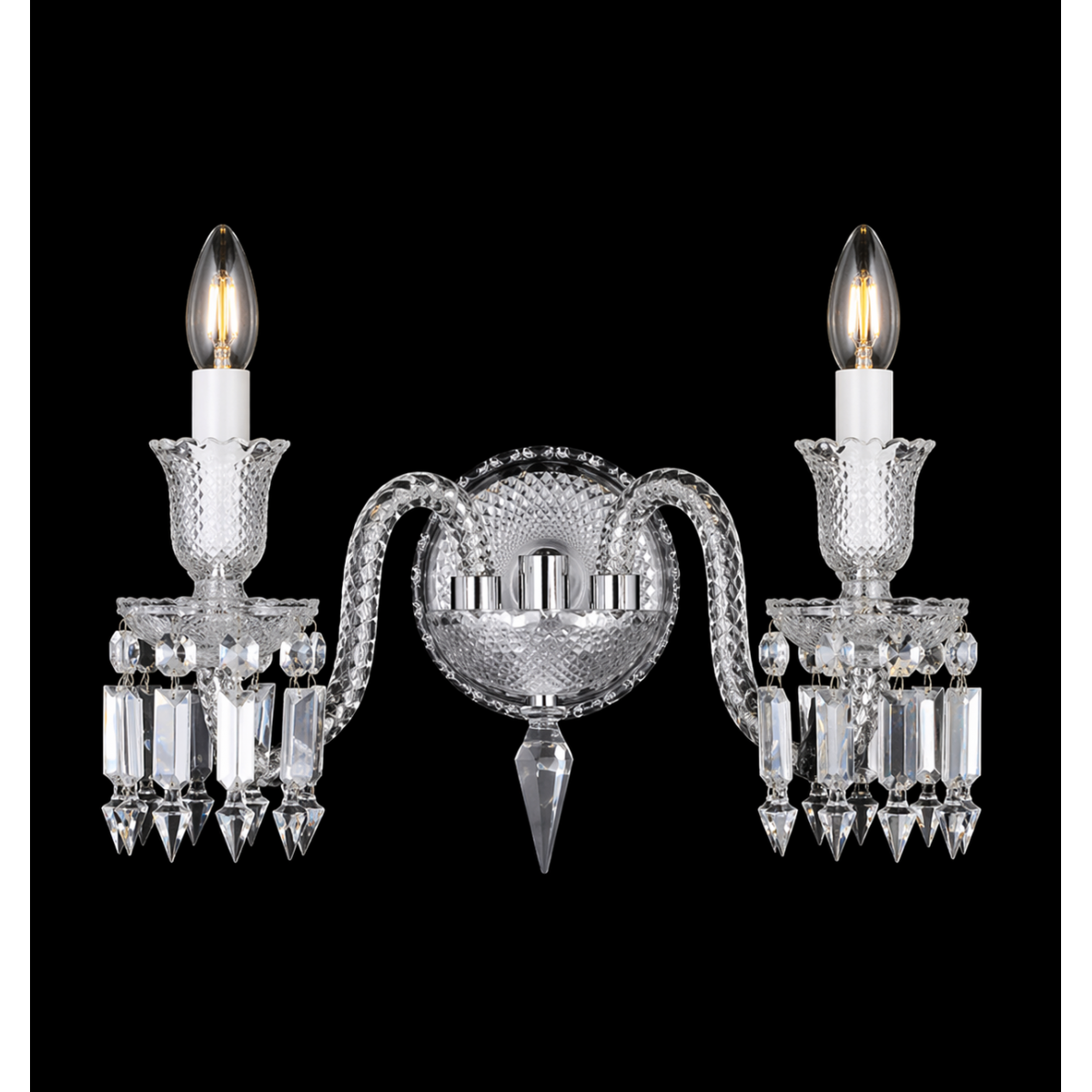 2-Light Crystal Candle Modern Wall Lamp by Luxury Group International