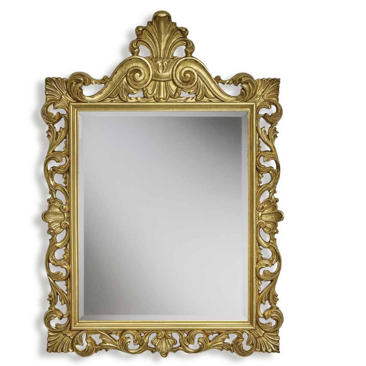 Luxus Goldener Barock-Wandspiegel mit Großem Muschelaufsatz und Verziertem Blattornament-Rahmen – Barockspiegel Vorderansicht von Luxury Group International