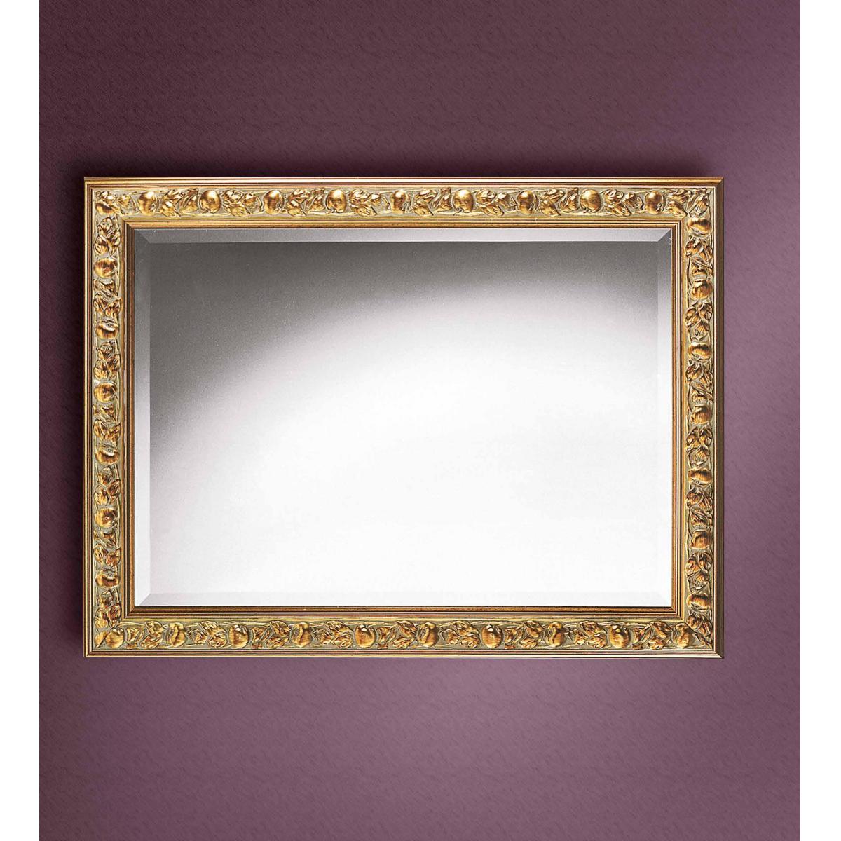 Luxury Gold Baroque Wall Mirror with Hand-Carved Acorn & Oak Leaf Border & Antiqued Finish Front View by Luxury Group International