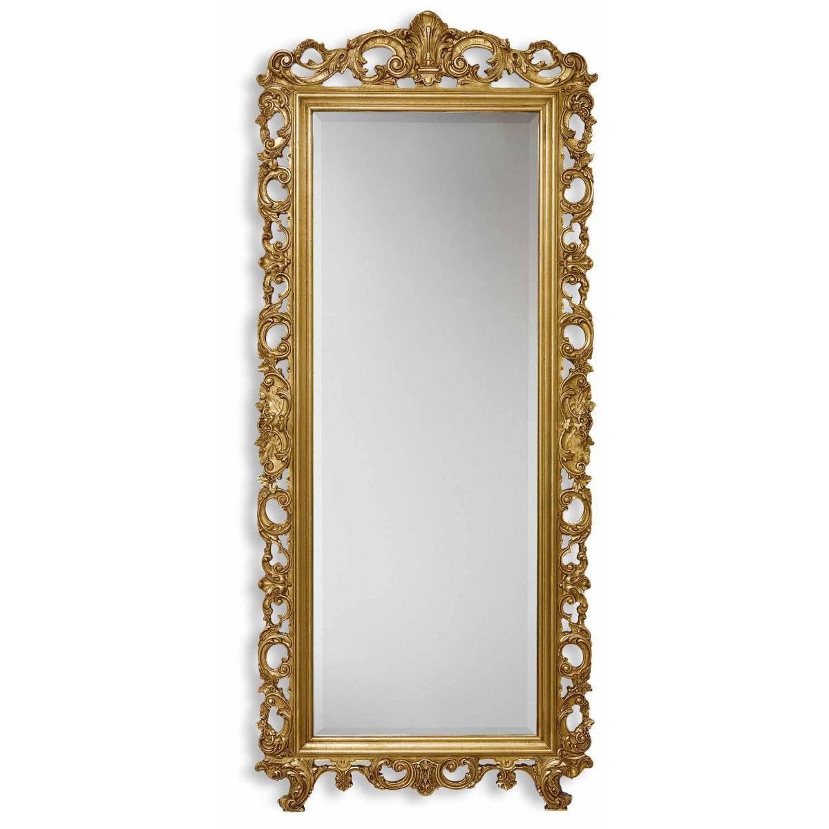 Luxury Gold Baroque Wall Mirror with Intricate Leaf Carvings and Ornate Gold Trim – 194 CM by Luxury Group International