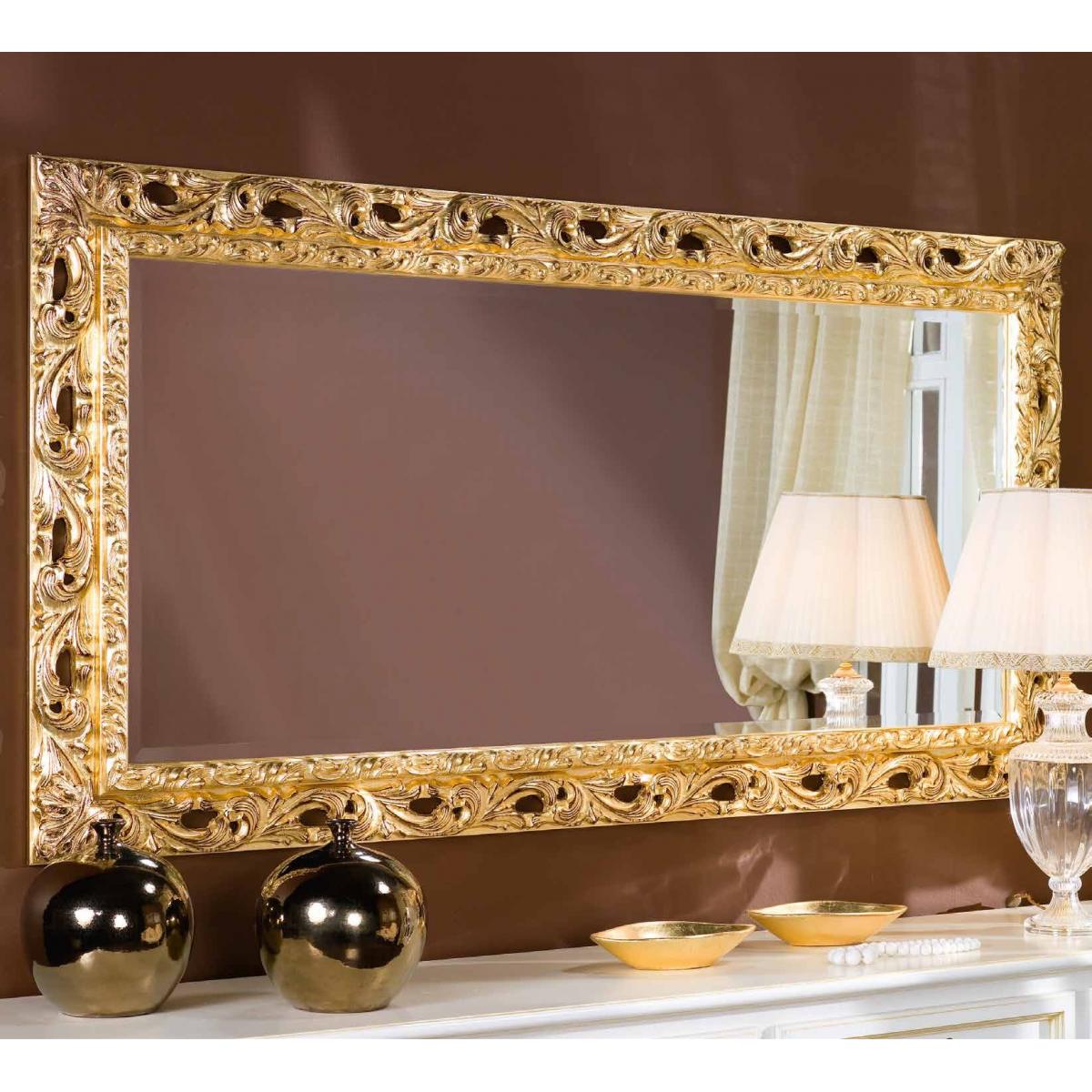Luxury Gold Baroque Wall Mirror with Pierced Scroll Frame and Sculpted Inner Trim – 186 CM by Luxury Group International
