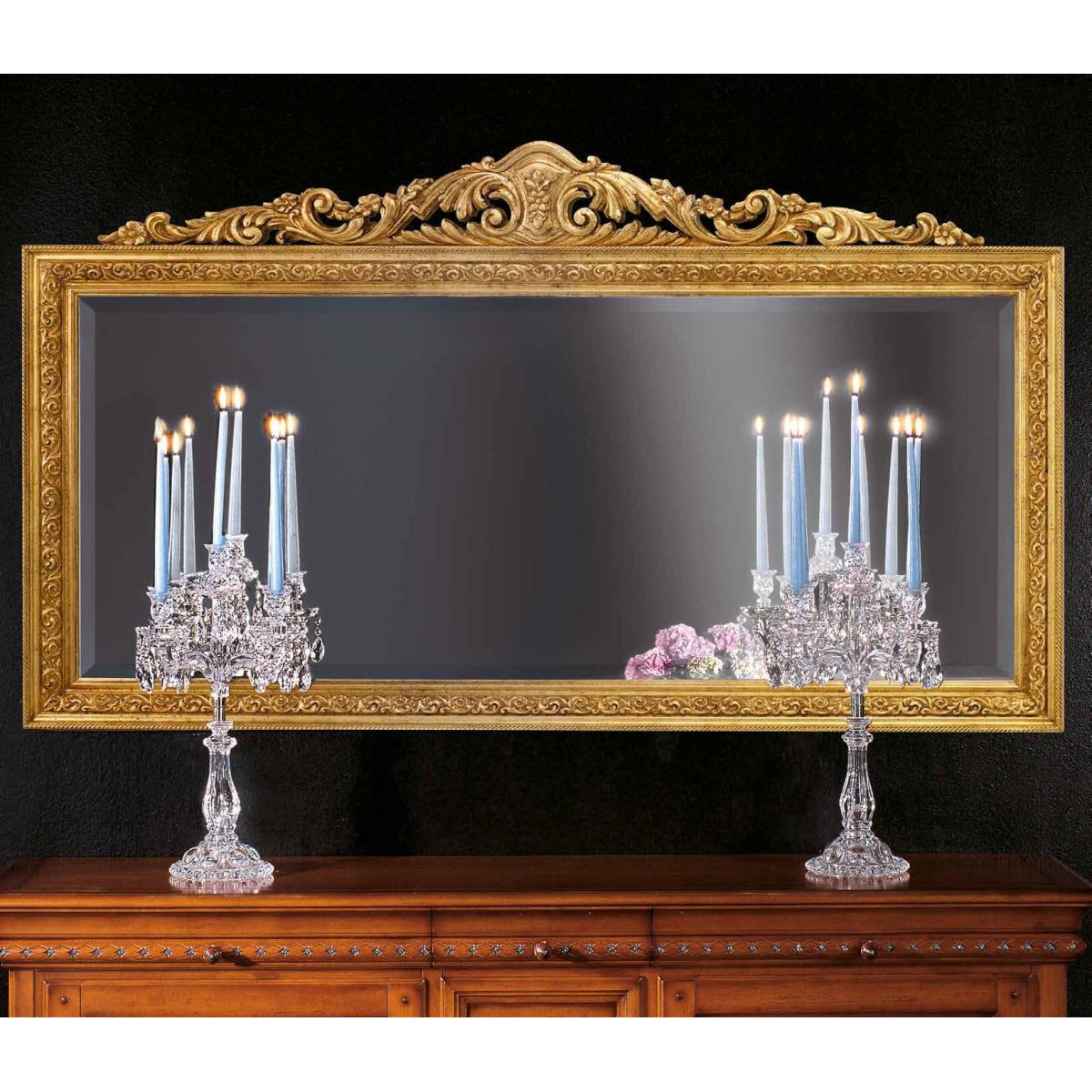 Luxury Gold Baroque Wall Mirror with Regal Crown Crest and Ornate Embossed Frame – 186 CM by Luxury Group International