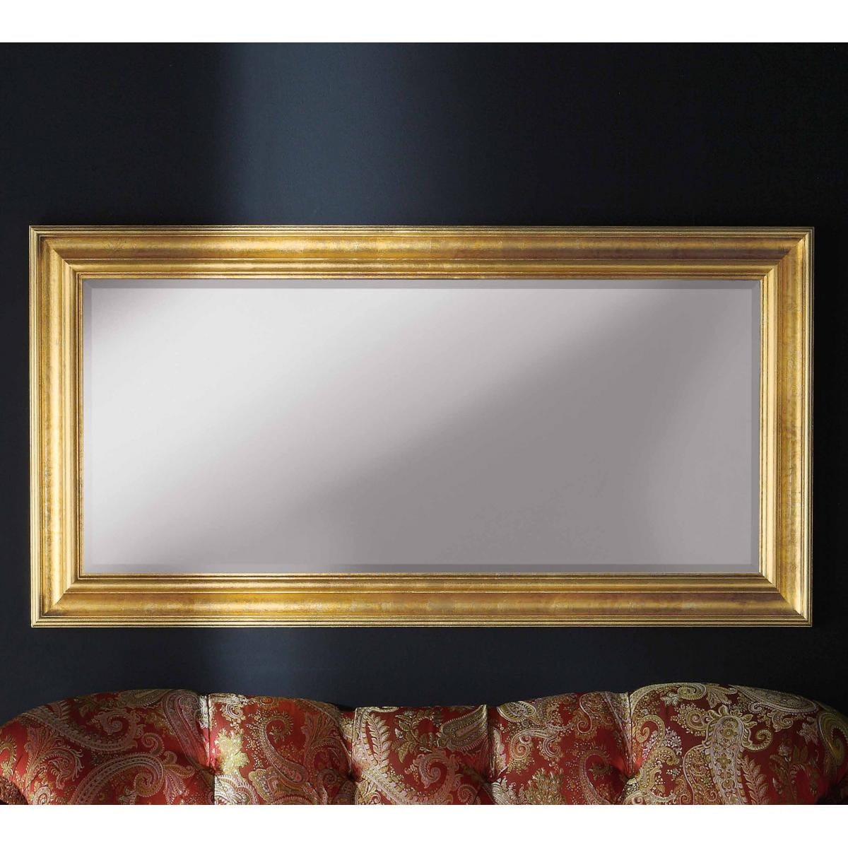 Luxury Gold Beveled Frame Baroque Wall Mirror with Refined Inner Bead Border - 183 CM by Luxury Group International