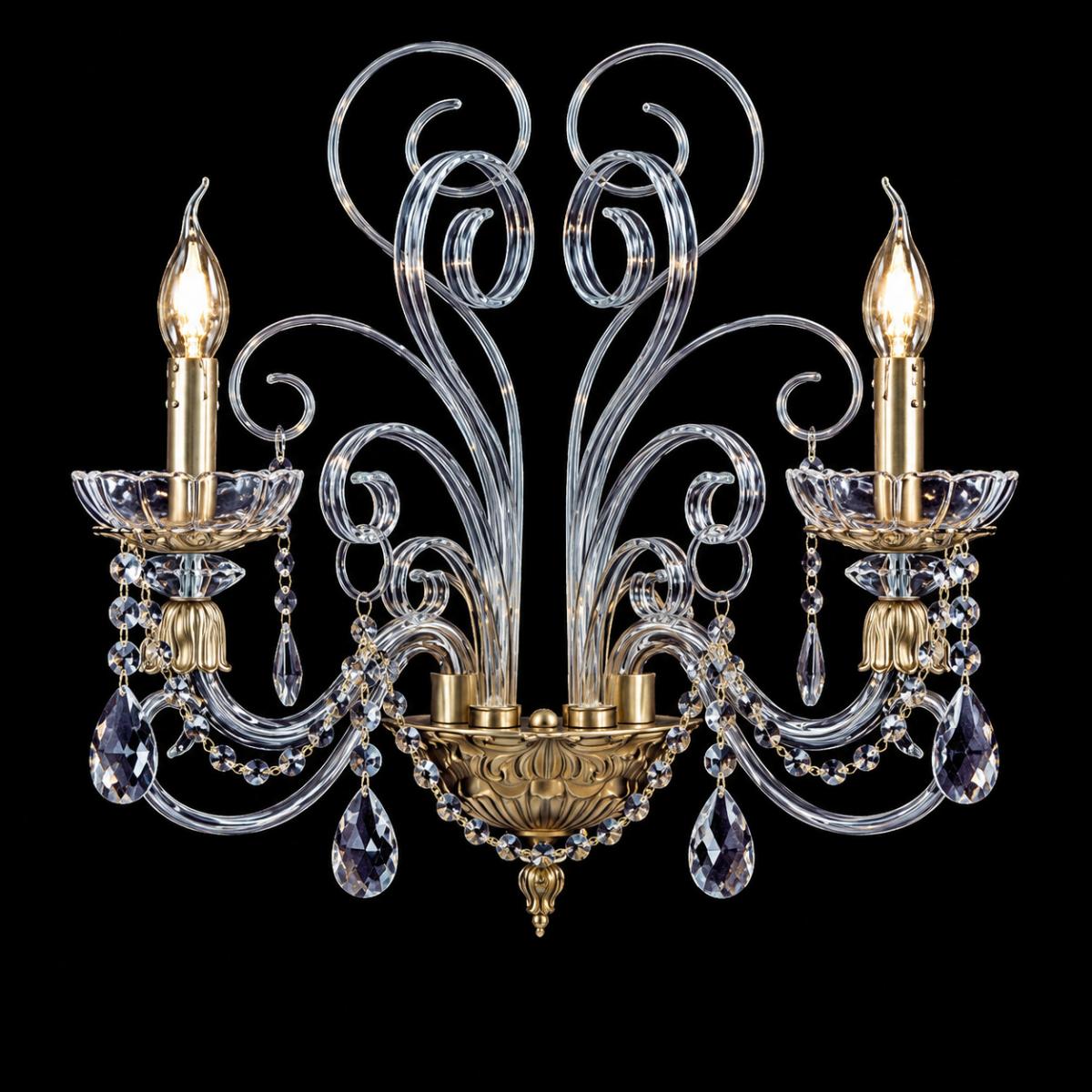 Luxury Gold & Crystal Double Arm Wall Lamp – Elegant Decorative Wall Sconce by Luxury Group International