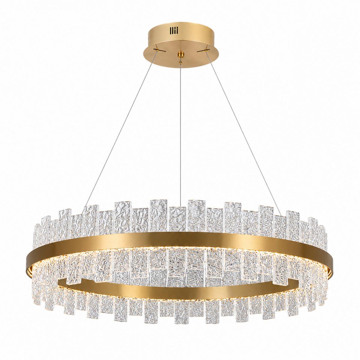 Luxus Gold Kristallring Kronleuchter mit Dual Halo LED Beleuchtungsdesign von Luxury Group International