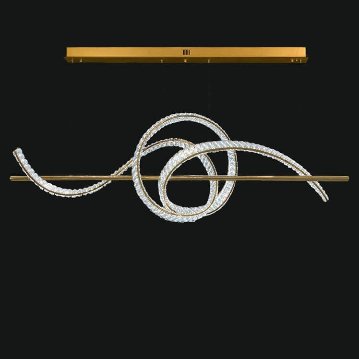 Luxury Gold Crystal Wave Island Modern LED Dining Chandelier Lighting by Luxury Group International