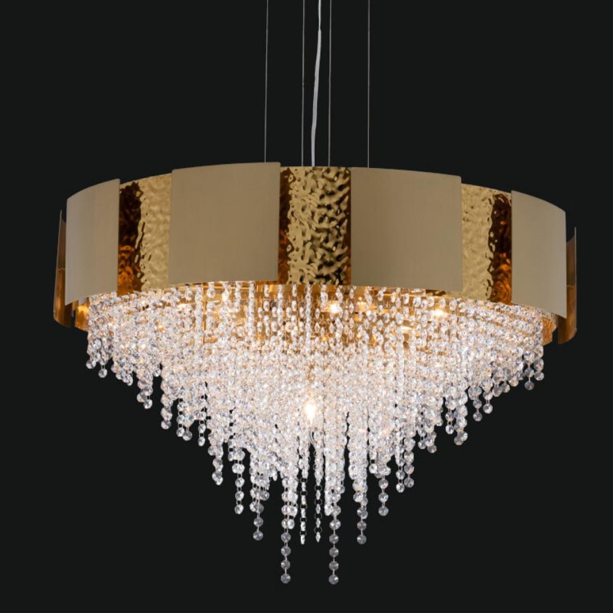 Luxus Gold Finish Art Deco Modern Crystal Raindrop Kronleuchter von Luxury Group International