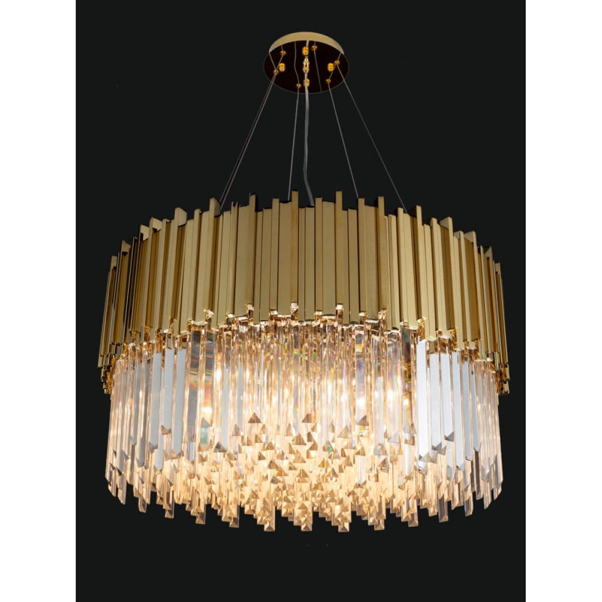 Luxuriöser Goldfransen-Kristall-Trommel-Kronleuchter von Luxury Group International