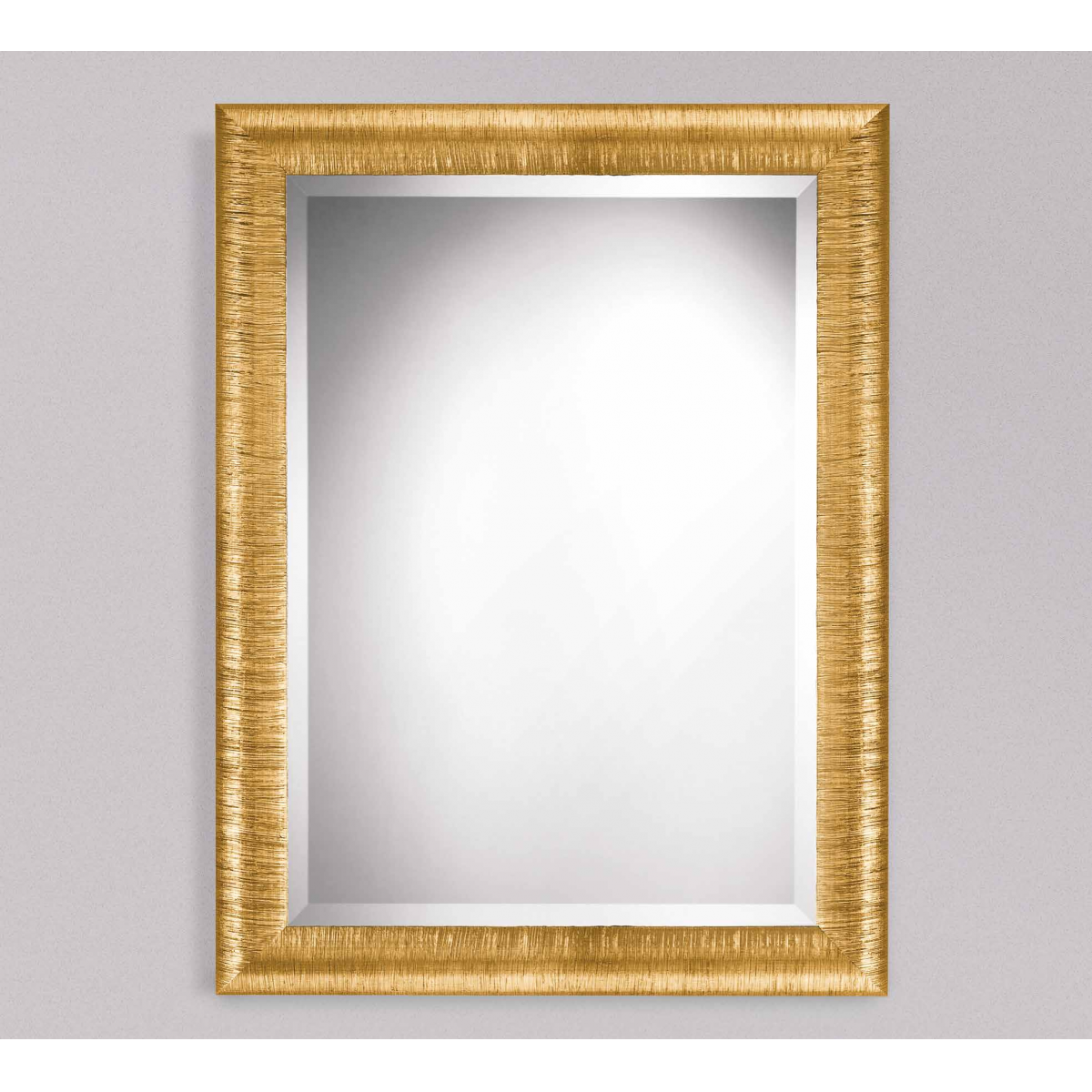 Luxury Gold Hand-Brushed Textured Baroque Wall Mirror with Smooth Bow Frame & Bevelled Glass Front View by Luxury Group International