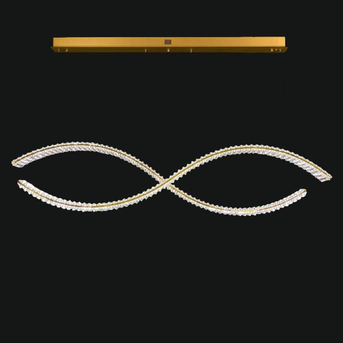 Luxus Gold Linear Crystal Wave LED-Kronleuchter von Luxury Group International