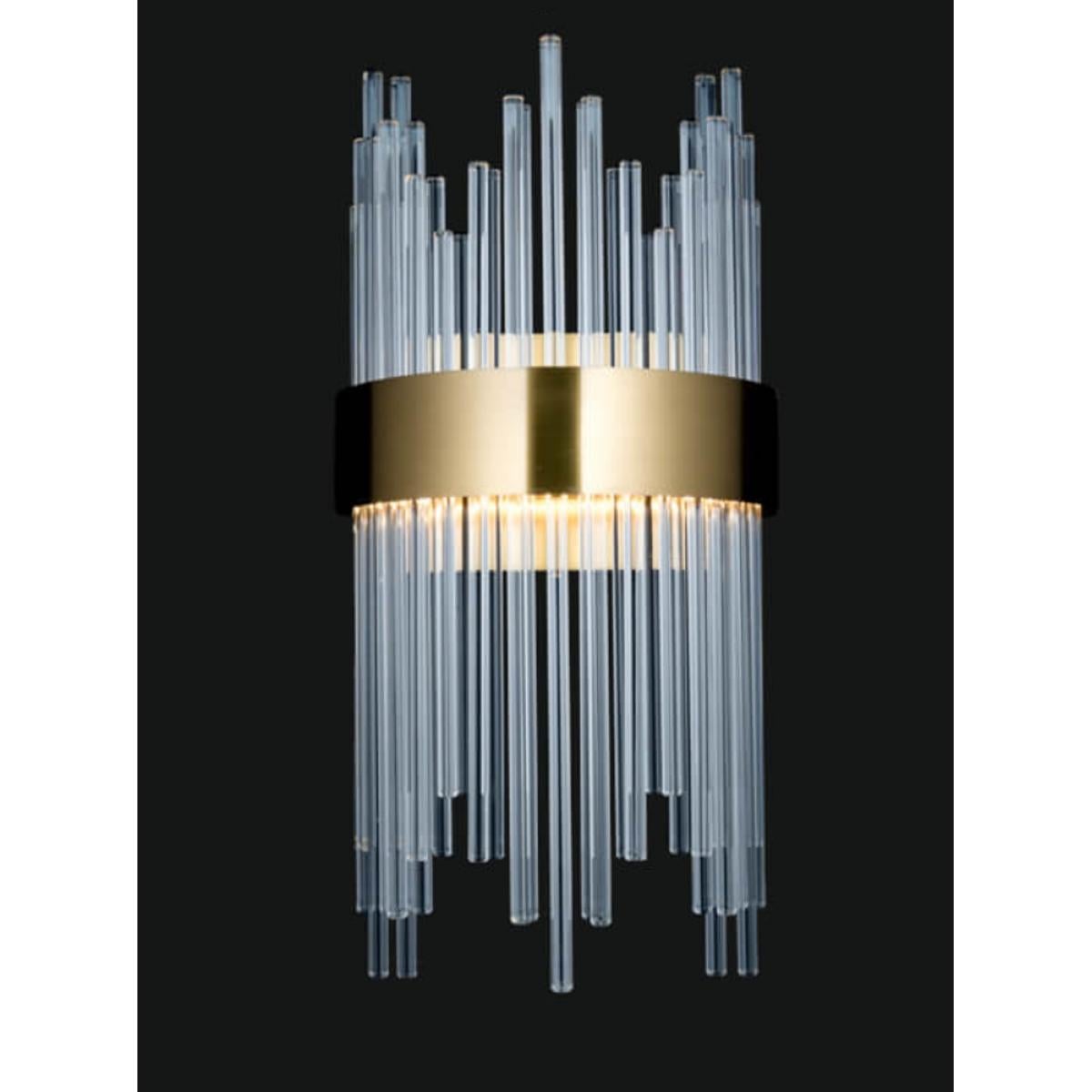 Luxuriöse goldene Art-Deco-Wandlampe aus Glasstäben für moderne Dekoration von Luxury Group International