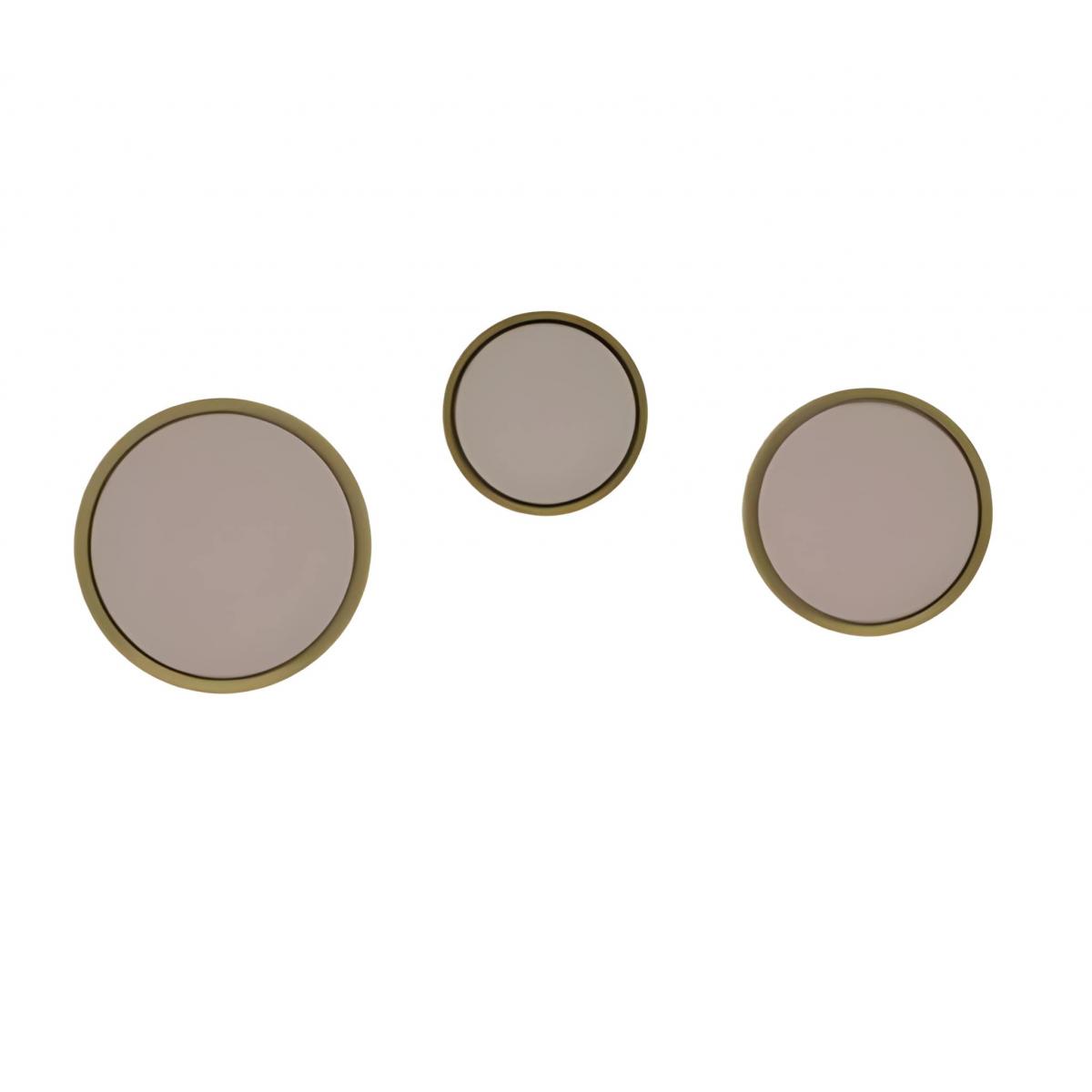 Ensemble de 3 miroirs muraux décoratifs ronds avec cadre doré de luxe par Luxury Group International