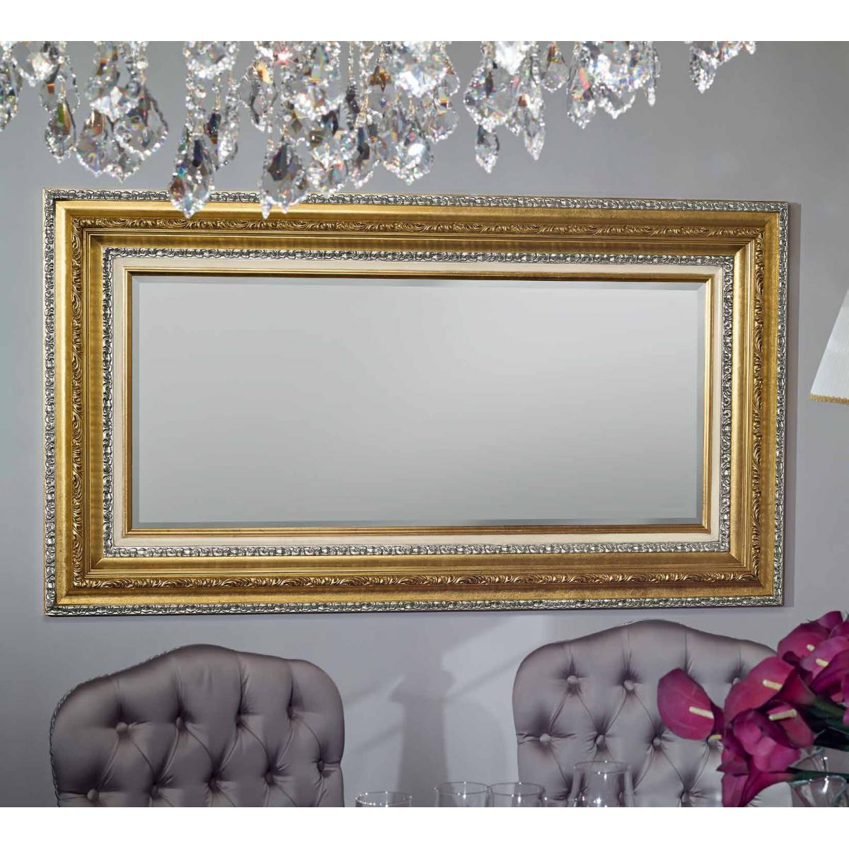 Luxury Grand Rectangular Gold & Silver Baroque Wall Mirror with Triple-Layer Ornate Frame – 205 CM by Luxury Group