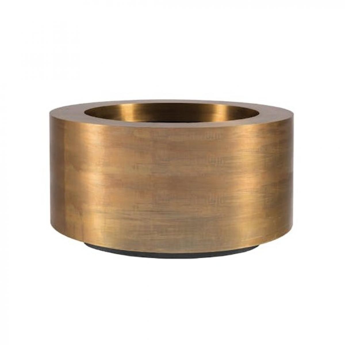 Maceta Redonda Grande de Lujo con Diseño Cilíndrico Ø 90 cm - Acabado en Latón Dorado y Latón Envejecido Vista frontal por Luxury Group International