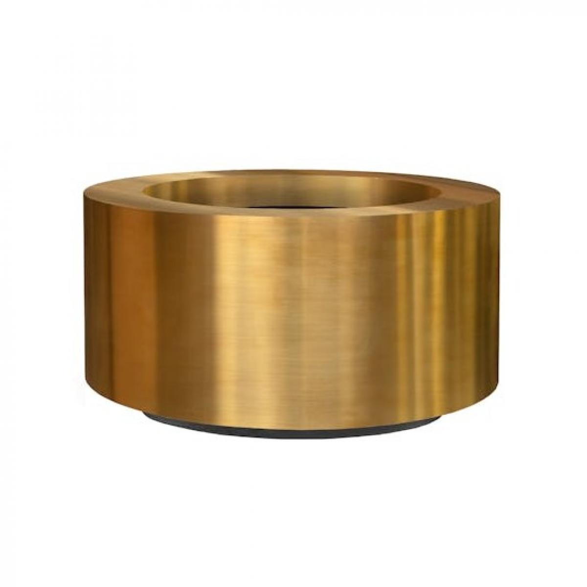 Maceta Redonda Grande de Lujo con Diseño Cilíndrico Ø 90 cm - Acabado en Latón Dorado y Latón Envejecido Vista frontal por Luxury Group International
