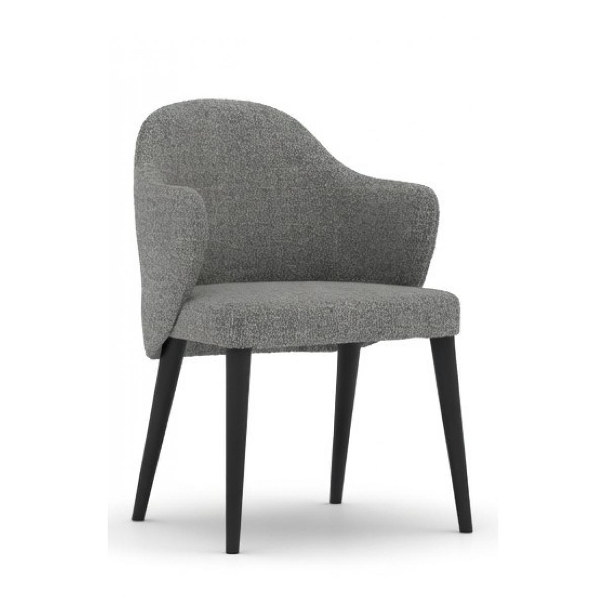 Chaise de salle à manger de luxe en tissu gris avec pieds en bois noir Vue de côté par Luxury Group International