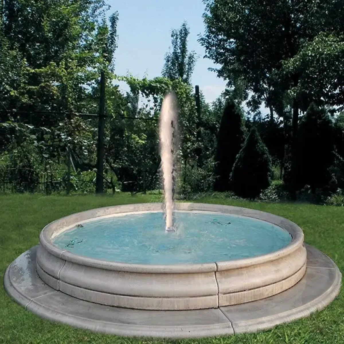 Luxury Illuminated Circular Baroque Water Fountain with Central Jet Feature - Baroque Fountain Front View by Luxury Group International