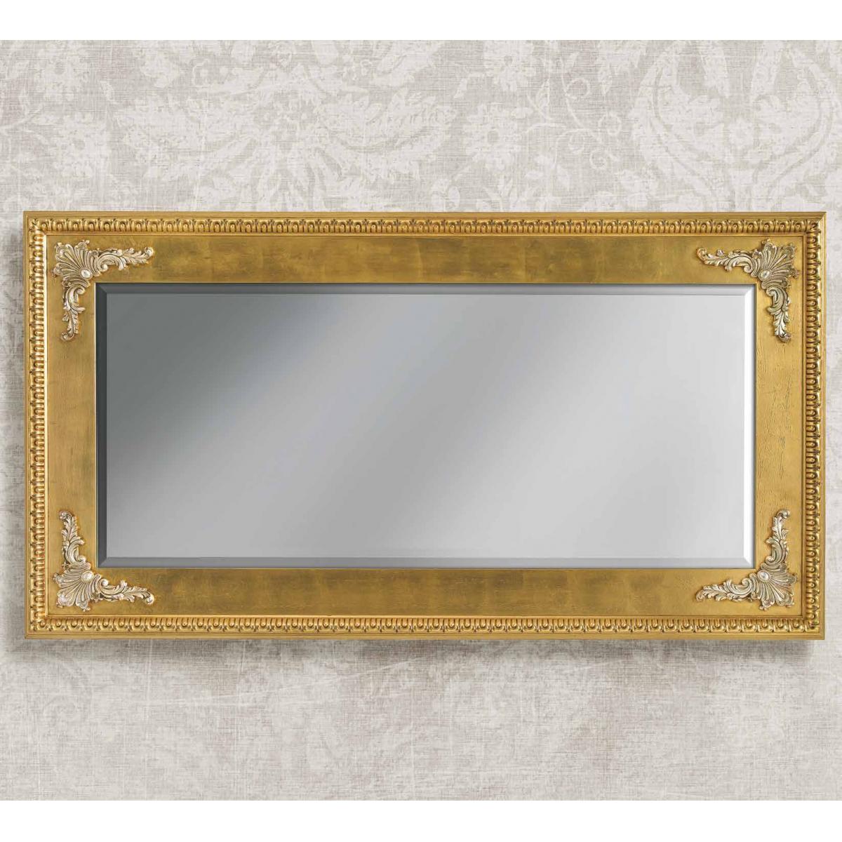 Luxury Imperial Gold Baroque Wall Mirror with Sculpted Leaf Corners and Ornate Beaded Frame – 193 CM by Luxury Group