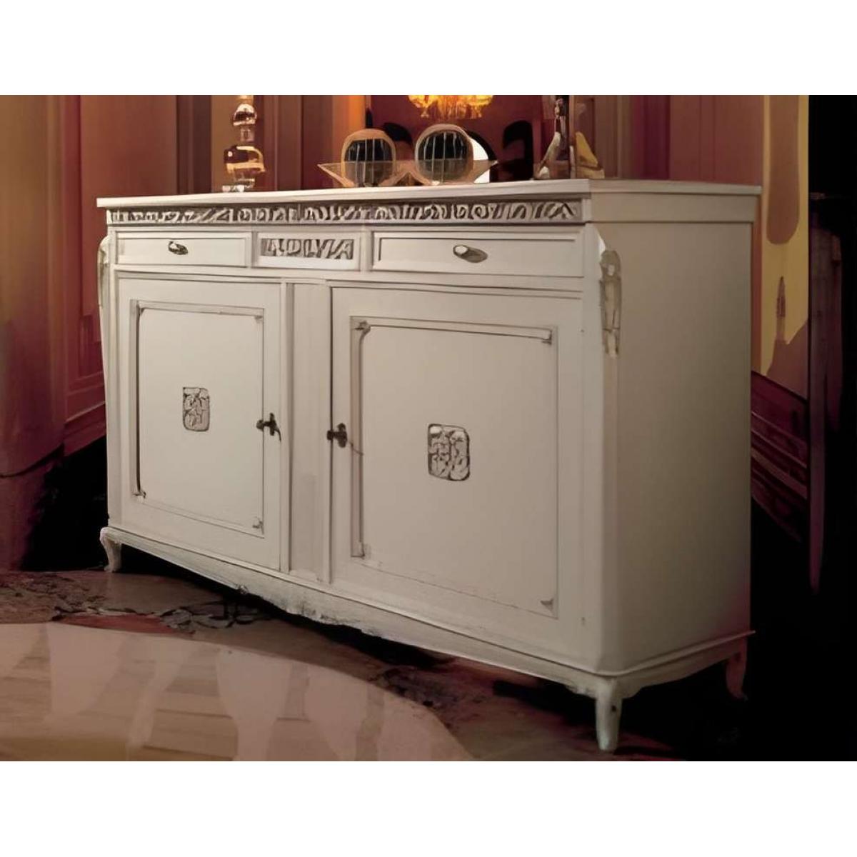 Luxury Ivory Baroque Dresser with Sculpted Base and Ornamental Trim - 2 Door Cabinet with 2 Drawers Front View by Luxury Group International